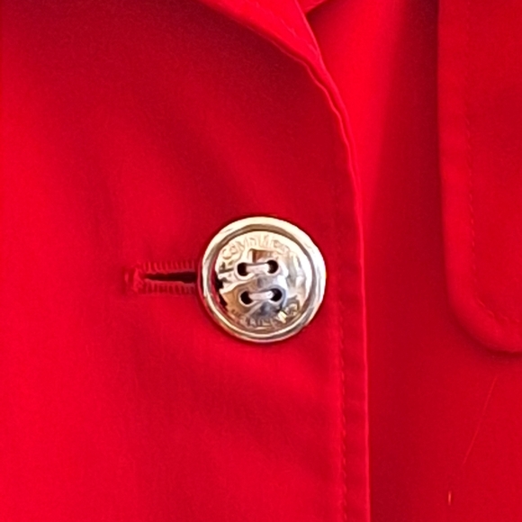 Calvin Klein Cherry Red A-Line Trench Coat Classic Poppy Preppy Rain-resistant - Picture 4 of 9